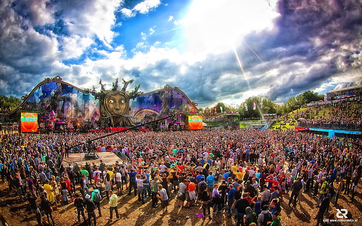 tomorrowland crowds concerts sunlight wallpaper preview